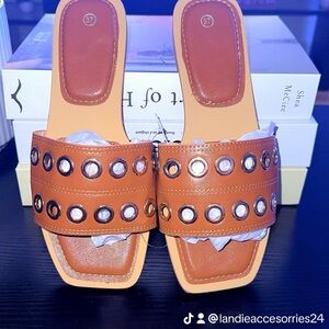 Stylish Brown Slide Sandals